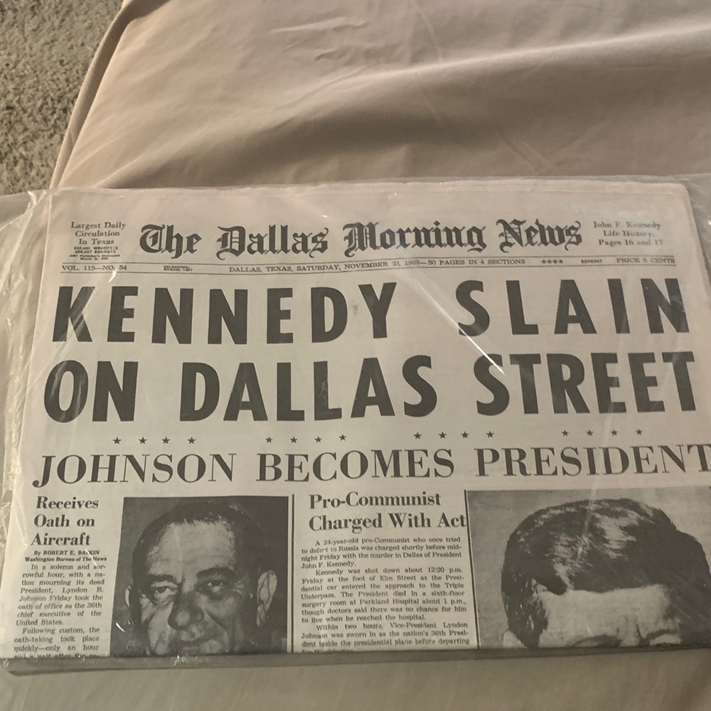 JFK KENNEDY ASSASSINATION NEWSPAPER 1963 DALLAS MORNING NEWS.